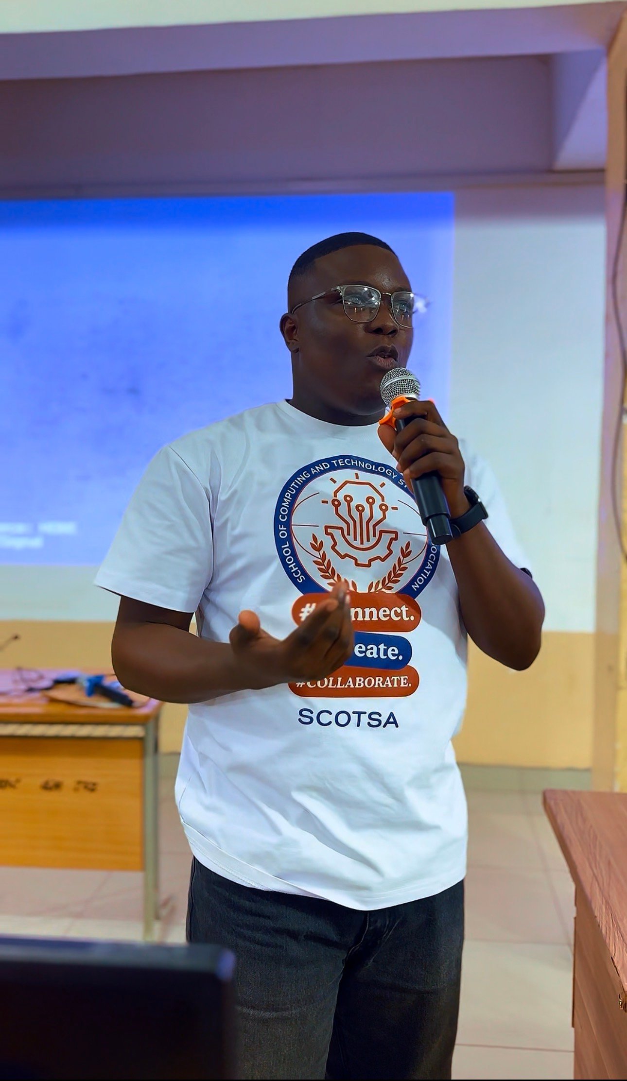 Justice Simon Zotoo speaking at a SCOTSA technology workshop